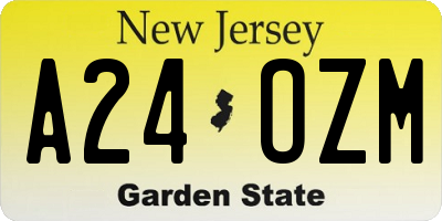 NJ license plate A24OZM