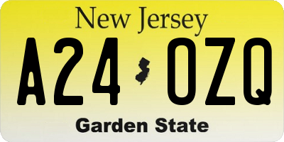 NJ license plate A24OZQ
