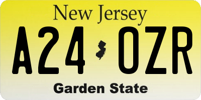 NJ license plate A24OZR