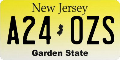 NJ license plate A24OZS