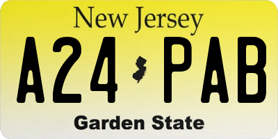NJ license plate A24PAB