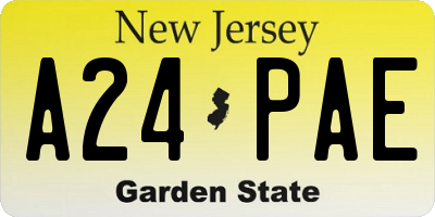 NJ license plate A24PAE