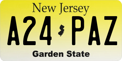 NJ license plate A24PAZ