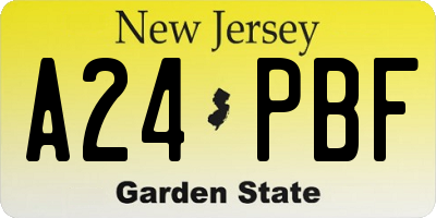 NJ license plate A24PBF