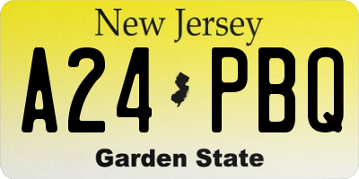 NJ license plate A24PBQ