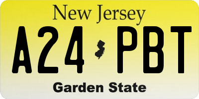 NJ license plate A24PBT