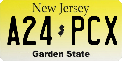 NJ license plate A24PCX