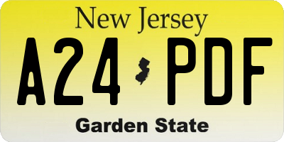 NJ license plate A24PDF