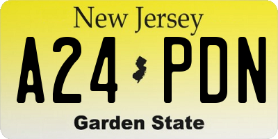 NJ license plate A24PDN