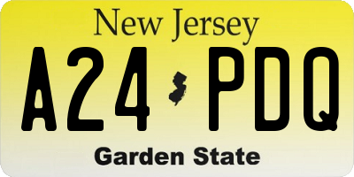 NJ license plate A24PDQ