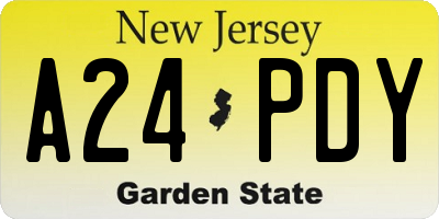 NJ license plate A24PDY