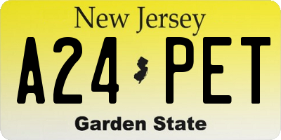 NJ license plate A24PET