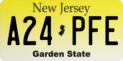 NJ license plate A24PFE