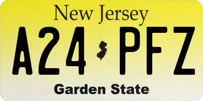 NJ license plate A24PFZ