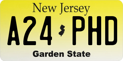 NJ license plate A24PHD