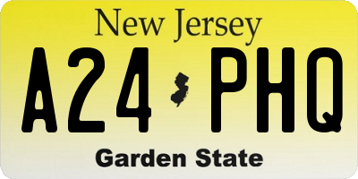 NJ license plate A24PHQ