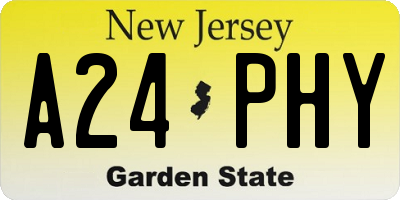 NJ license plate A24PHY