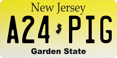 NJ license plate A24PIG
