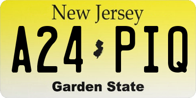 NJ license plate A24PIQ