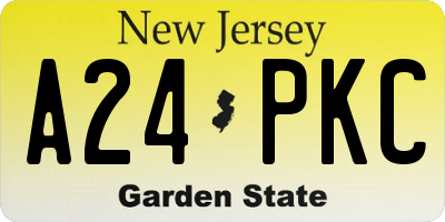 NJ license plate A24PKC