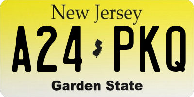 NJ license plate A24PKQ
