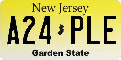 NJ license plate A24PLE