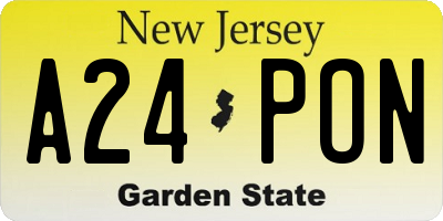 NJ license plate A24PON