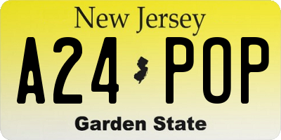NJ license plate A24POP