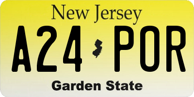 NJ license plate A24POR
