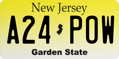 NJ license plate A24POW