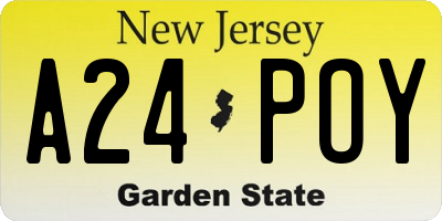 NJ license plate A24POY
