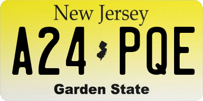 NJ license plate A24PQE