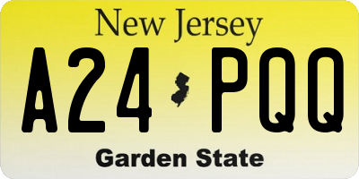 NJ license plate A24PQQ
