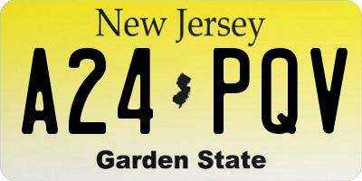 NJ license plate A24PQV