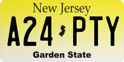 NJ license plate A24PTY