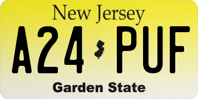 NJ license plate A24PUF