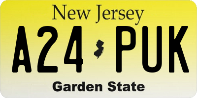 NJ license plate A24PUK