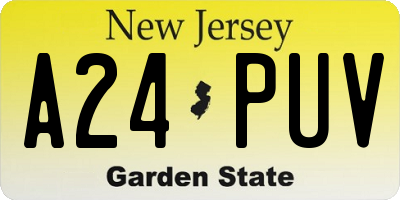NJ license plate A24PUV