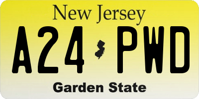 NJ license plate A24PWD