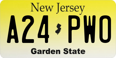 NJ license plate A24PWO