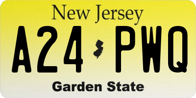 NJ license plate A24PWQ