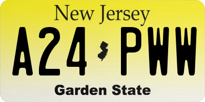 NJ license plate A24PWW