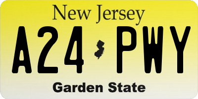 NJ license plate A24PWY