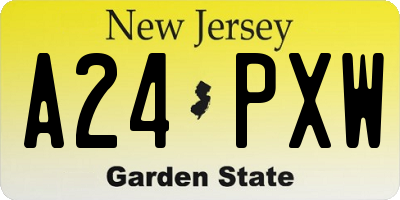 NJ license plate A24PXW