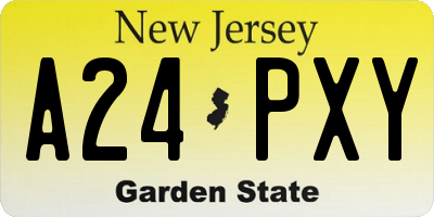 NJ license plate A24PXY