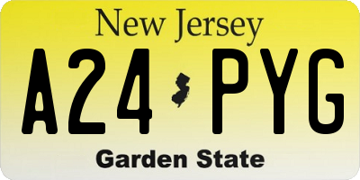 NJ license plate A24PYG