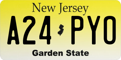 NJ license plate A24PYO