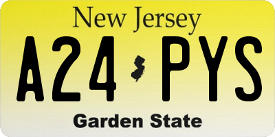 NJ license plate A24PYS
