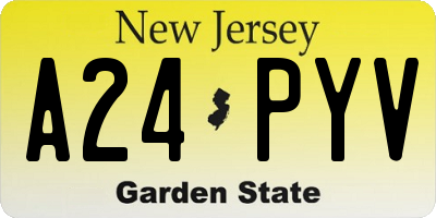 NJ license plate A24PYV