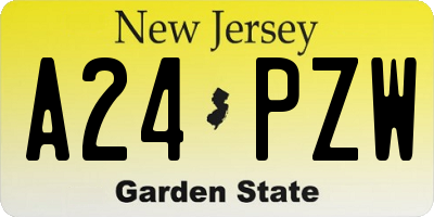 NJ license plate A24PZW